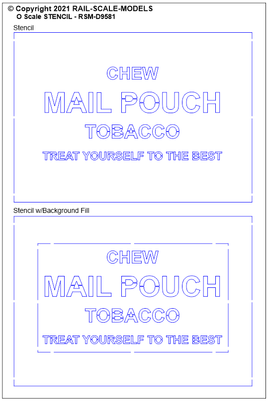 Rail Scale Models Stencil Mail Pouch Tobacco